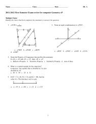 Geometry First Semester Final Exam Review