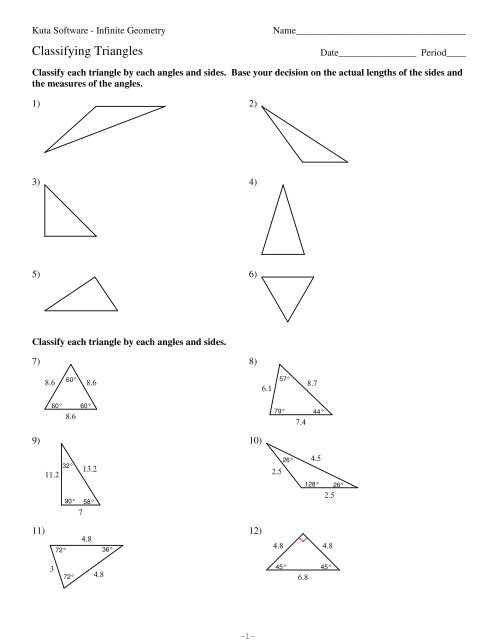 Classifying Triangles WS only