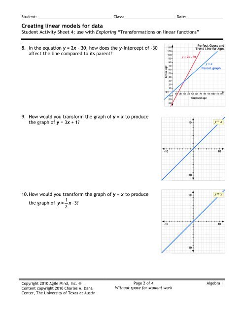 Creating linear models for data