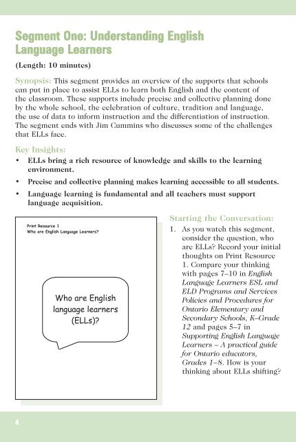 Supporting English Language Learners - Curriculum Services Canada