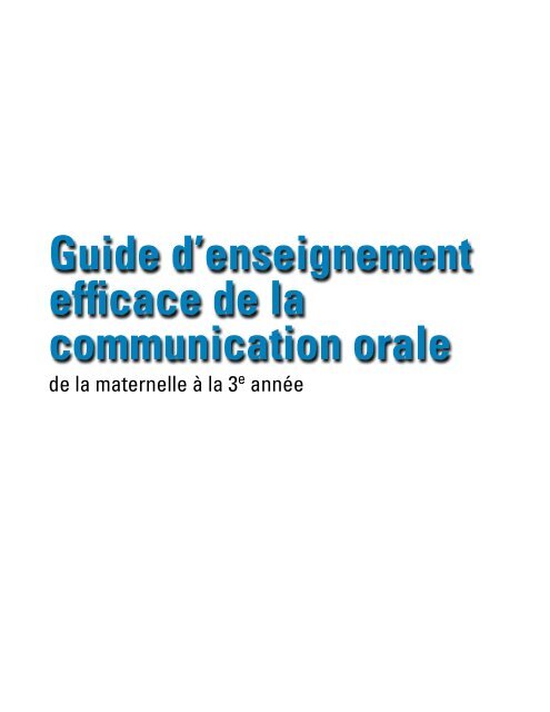 Guide d'enseignement efficace de la communication orale - L'@telier