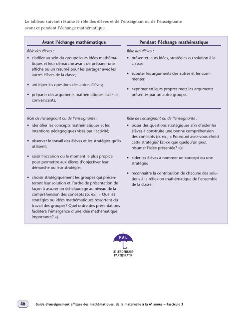 Guide d'enseignement efficace des mathématiques, de la ... - L'@telier