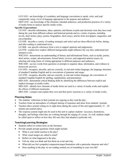 Course Profile - Curriculum Services Canada