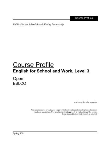 Course Profile - Curriculum Services Canada