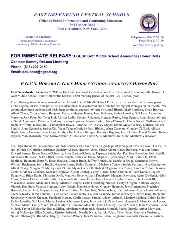 egcs howard l. goff middle school announces honor roll east ...