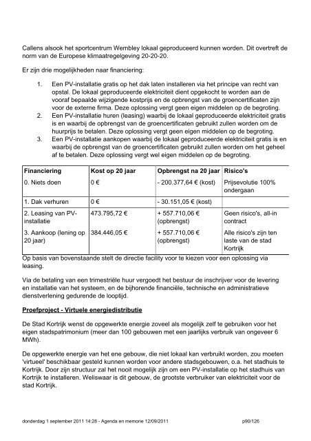 Stad Kortrijk Zitting gemeenteraad van 12/09/2011