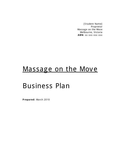 massage therapist business plan sample