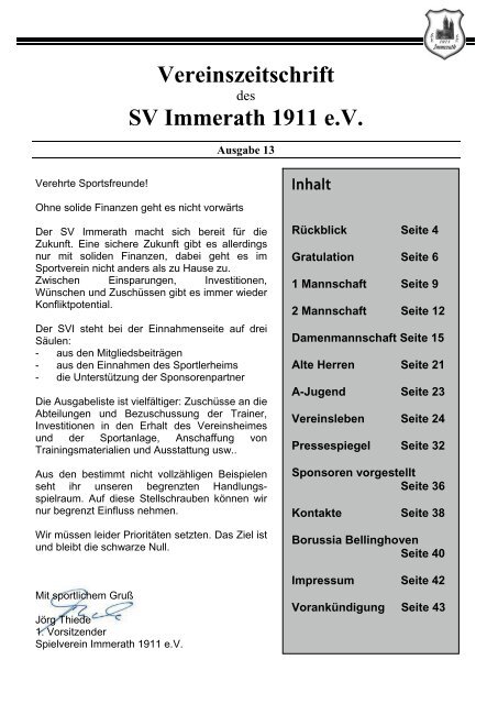 Heft 13 SV Immerath