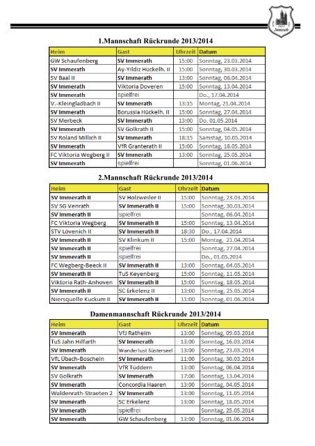 Heft 13 SV Immerath