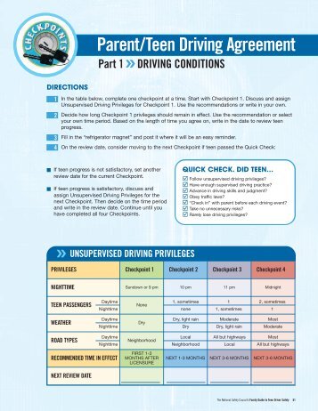 Parent/Teen Driving Agreement - National Safety Council