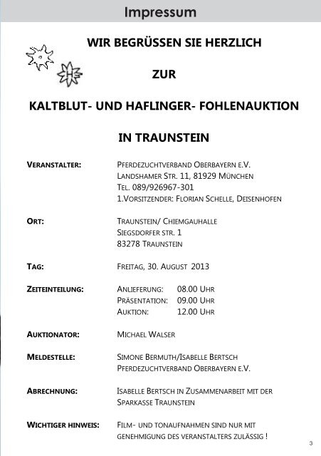 Traunstein Haflinger-/Kaltblut - Pferdezuchtverband Oberbayern eV