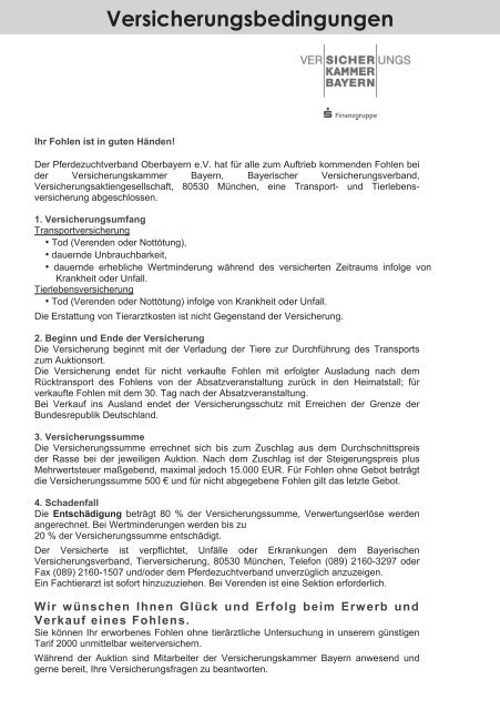 Auktionsfohlen - Pferdezuchtverband Oberbayern eV