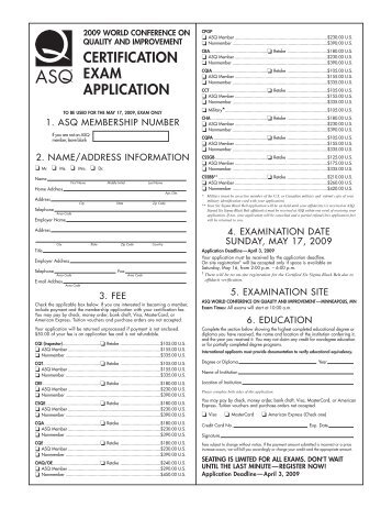 WCQI 2009 Exam App - American Society for Quality - ASQ