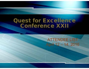 Quest for Excellence Conference XXII - American Society for Quality