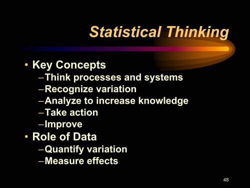 IMPROVING PERFORMANCE THROUGH STATISTICAL THINKING