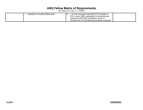 ASQ Fellow Matrix of Requirements - American Society for Quality