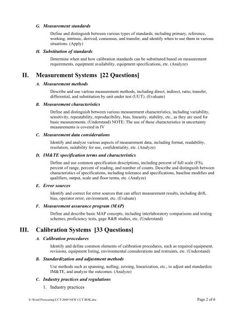 Certified calibration technician (cct)