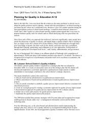 Planning for Quality in Education K-12