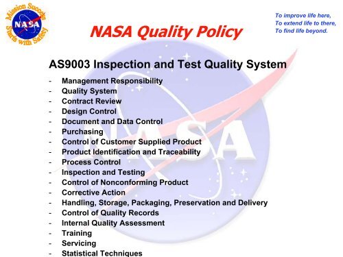 NASA Quality Policy - American Society for Quality