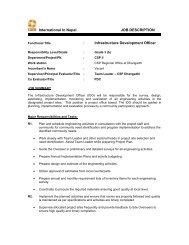 International In Nepal JOB DESCRIPTION ... - Care Nepal