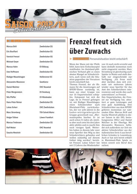 Saison 2012/13 - Rheinland-Pfälzischen Eis