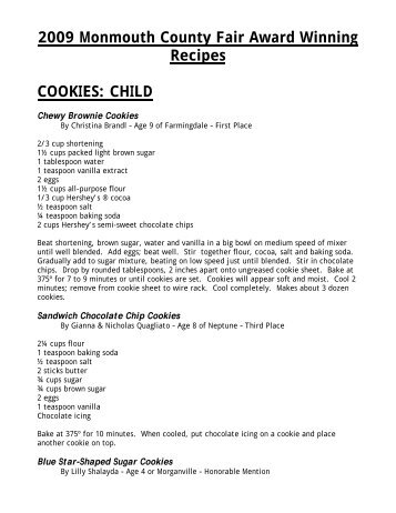 2009 Monmouth County Fair Award Winning Recipes COOKIES ...