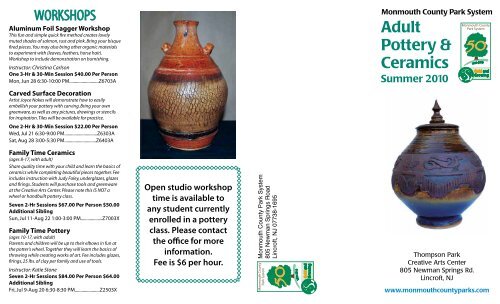 Adult Pottery & Ceramics - Monmouth County Park System