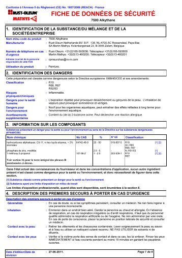 fiche de données de sécurité - Peinture KOEHL