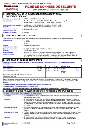 fiche de données de sécurité - Peinture KOEHL