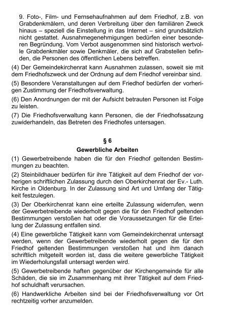 Friedhofssatzung - Evangelisch-lutherische Kirchengemeinde ...