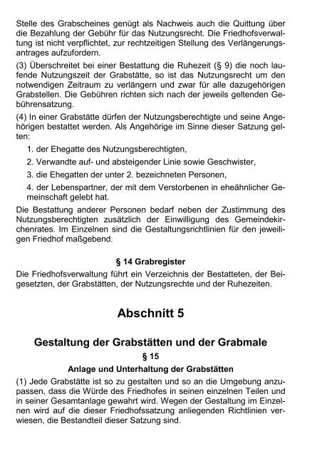 Friedhofssatzung - Evangelisch-lutherische Kirchengemeinde ...