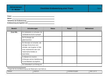 Checkliste Erstbewertung einer Praxis - Weka Media