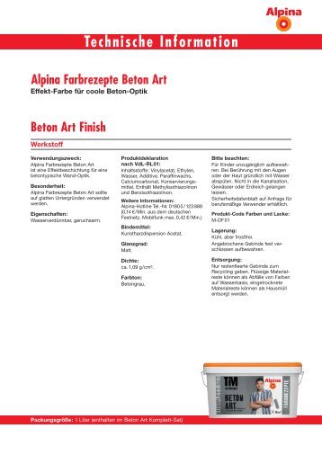 Technische Information BETON ART Finish - Alpina