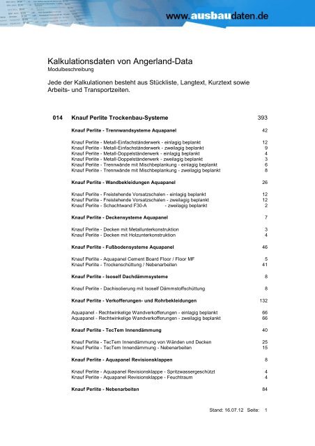 014 Knauf Perlite Trockenbau-Systeme - Ausbaudaten.de