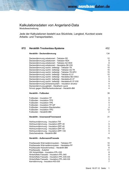 072 Heraklith Trockenbau-Systeme - Ausbaudaten.de