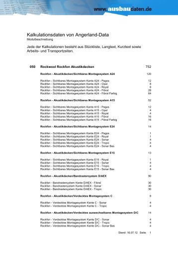 050 Rockwool Rockfon Akustikdecken - Ausbaudaten.de