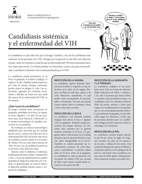 Candidiasis sistÃ©mica y el enfermedad del VIH - Project Inform