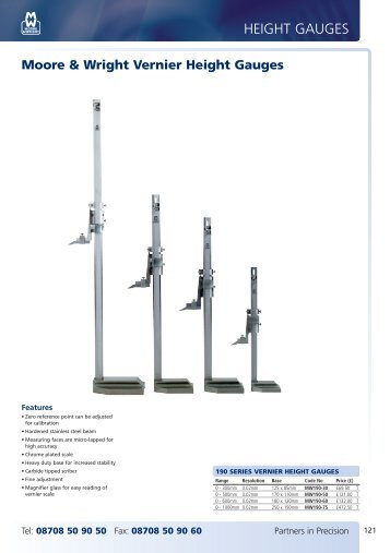 Moore & Wright Vernier Height Gauges - Bowers UK