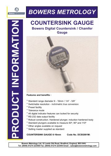Countersink Gauge measurement - Bowers UK