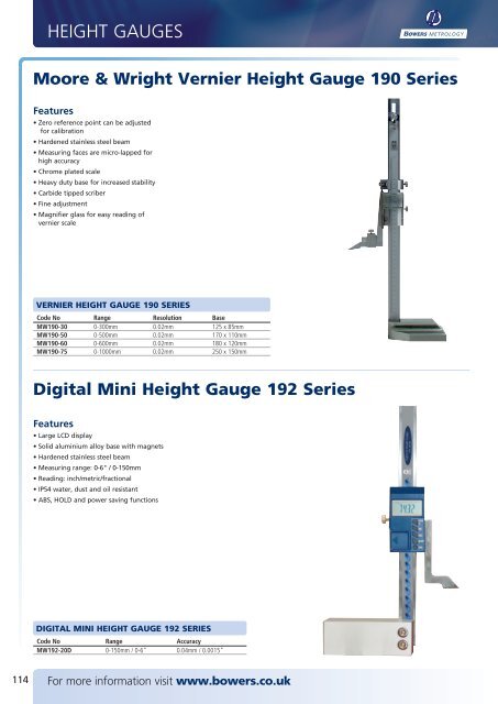 HEIGHT GAUGES - Bowers UK