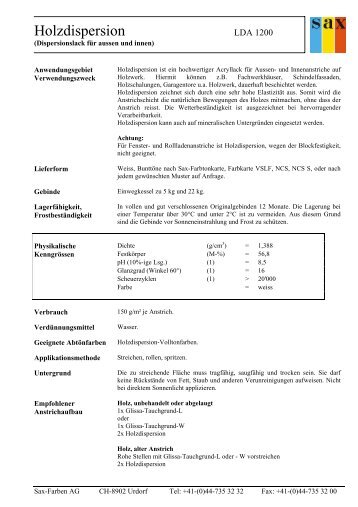 Holzdispersion - Sax-Farben AG