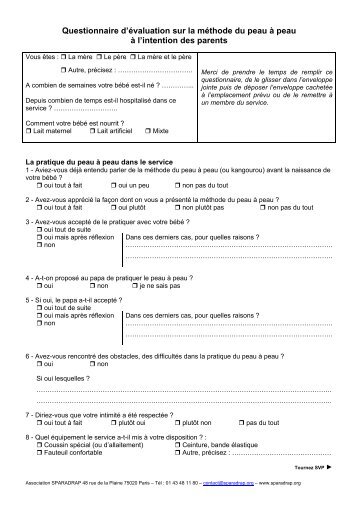 D21 Questionnaire d'Ã©valuation parents (pdf) - Sparadrap