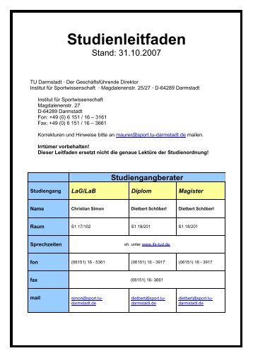 Studienleitfaden - Institut für Sportwissenschaft