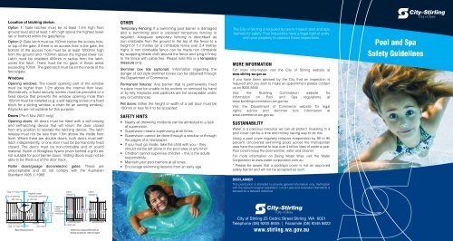 Pool and Spa Safety Guidelines - City of Stirling