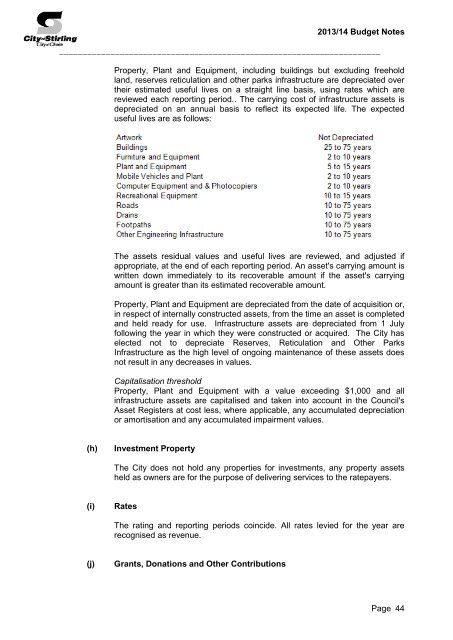 Statutory Budget 2013 - 2014 - City of Stirling