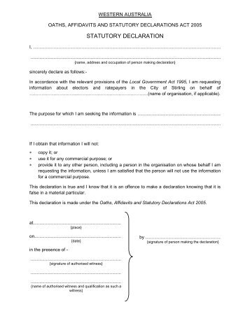 How to write a statutory declaration wa