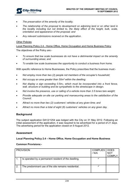 minutes - City of Stirling