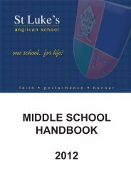 MIDDLE SCHOOL HANDBOOK 2012 - St Luke's Anglican School