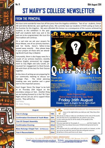 ST MARY'S COLLEGE NEWSLETTER - St Mary's College, Broome