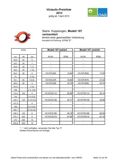 Download Victaulic-Stahl-Preisliste April 2013 - Kontinentale